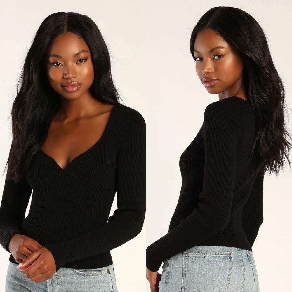 Lulus | Always a Contender Black Ribbed Long Sleeve Sweater Top